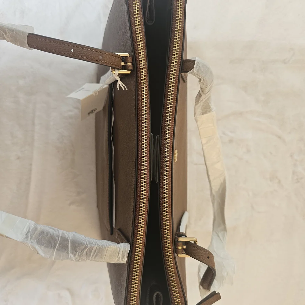Tory Burch Emerson Large Double Zip Leather Tote Bag - Picture 4 of 14